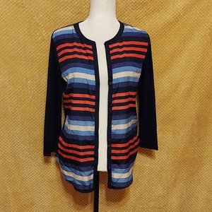 Soft solid/striped lightweight sweater